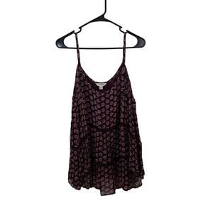 Lucky Brand Purple Floral Cold Shoulder Top - Size Large